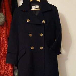 Coach Navy Pea Coat with Gold Buttons... All Reasonable Offers Considered!!